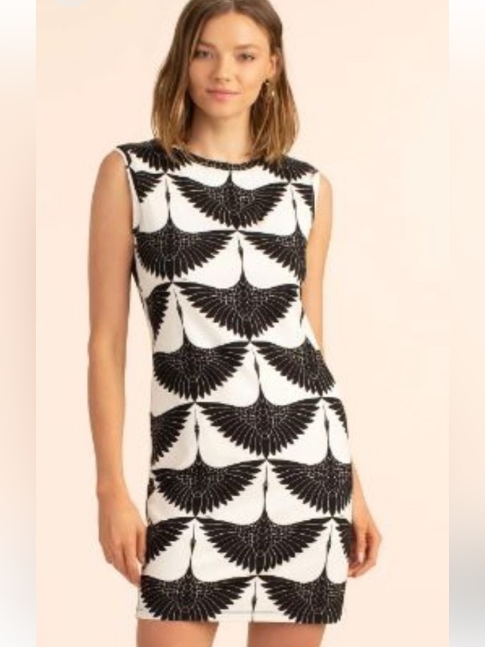 Trina Turk Sleeveless Black & White Patterned Shift Dress Large